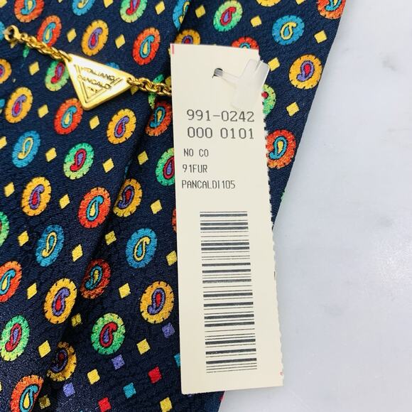 VITALIANO PANCALDI 100% Silk Tie 54” x 4” Multi Diamonds Paisley on Navy NWT - Picture 11 of 11